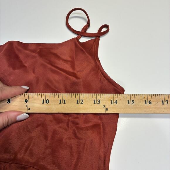 Anthropologie Burnt Orange Satin Slip Dress XS - Picture 10 of 11